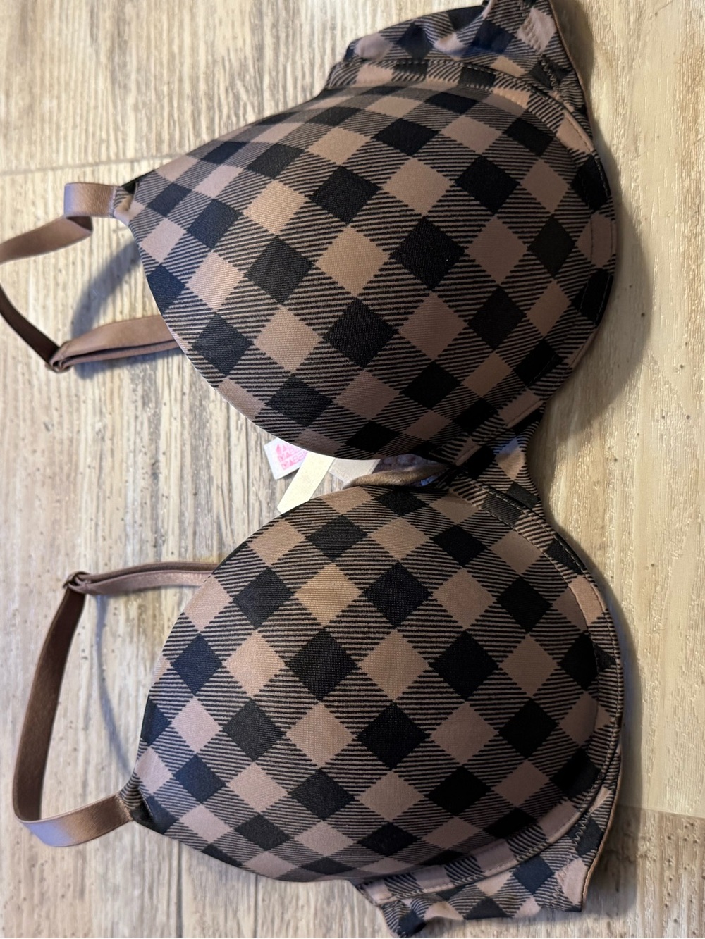 Plaid Super Push Up Bra - PINK